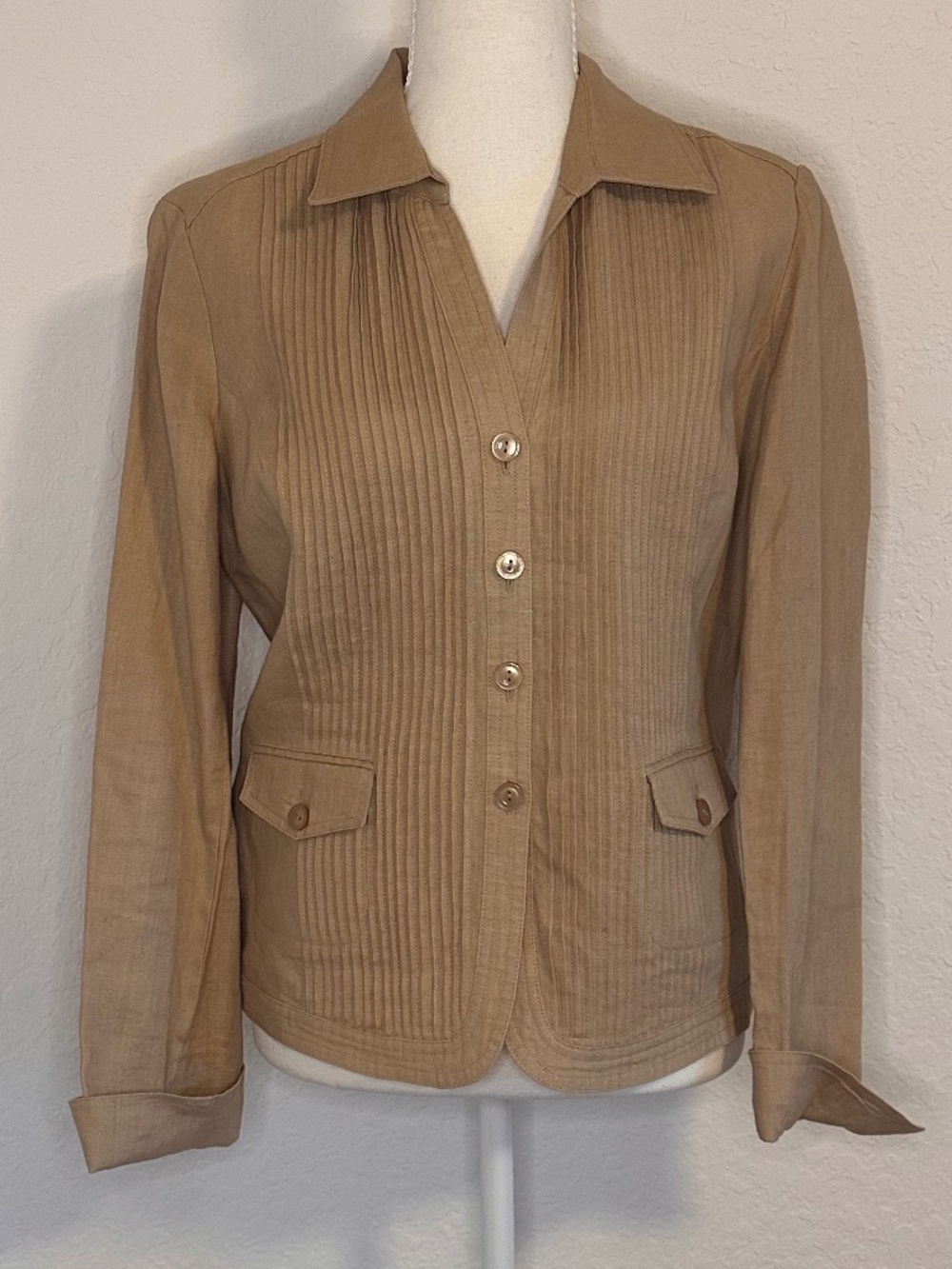 Jones New York, Beige, 100% Linen Blazer, Size 6